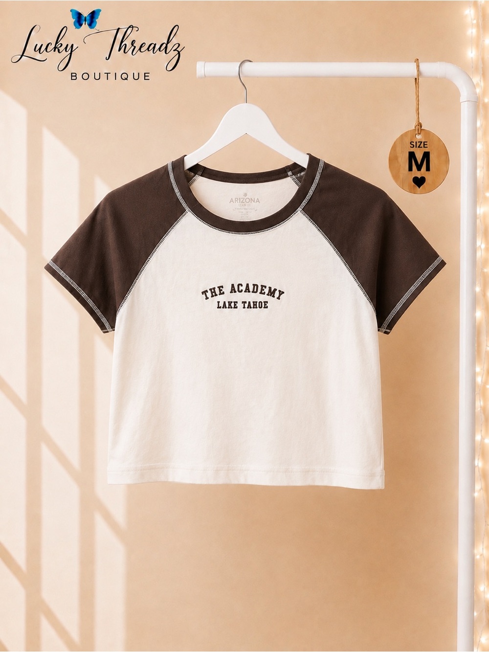Arizona Jean Co The Academy Lake Tahoe Raglan Baby Tee M Y2K
